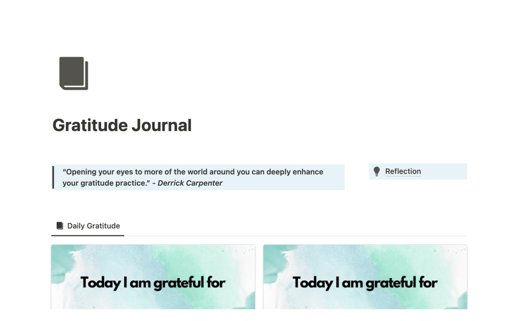 Captura de pantalla de la plantilla Gratitude Journal