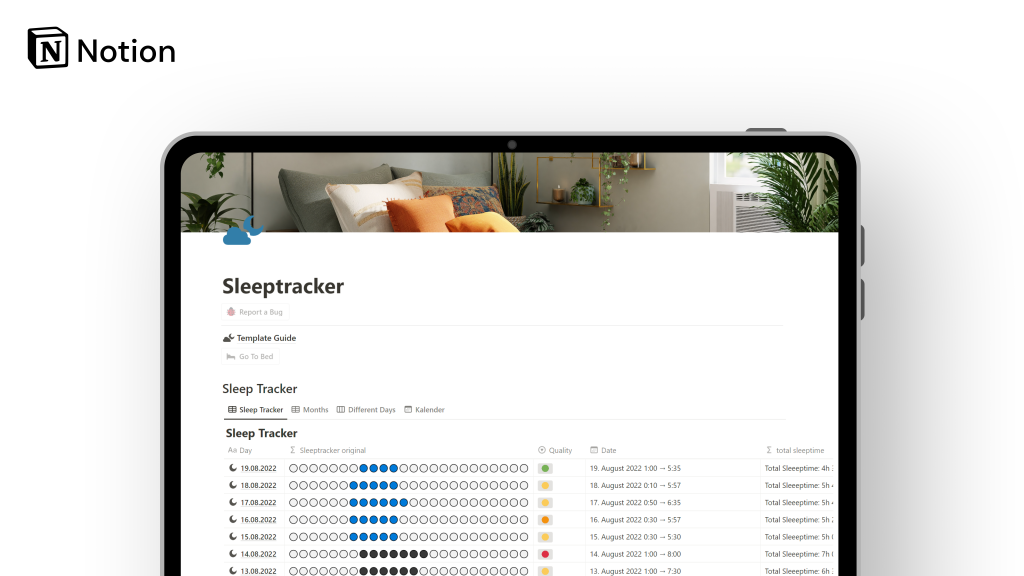 Sleep Tracker template screenshot