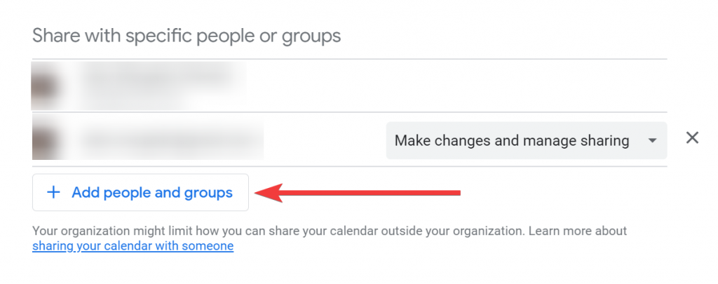 Sharing a Google calendar with more people or groups