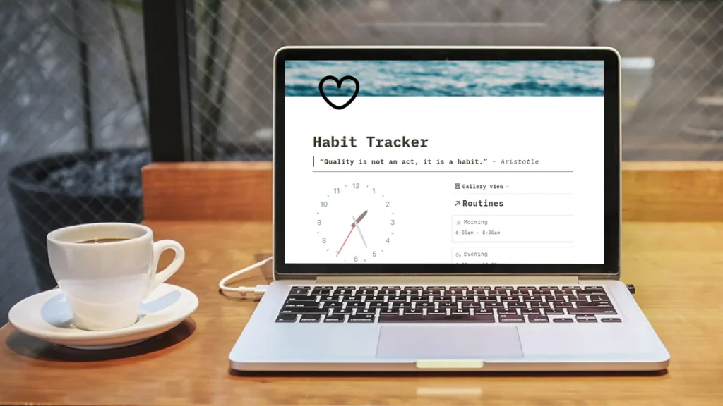 Captura de pantalla de la plantilla Notion Habit Tracker