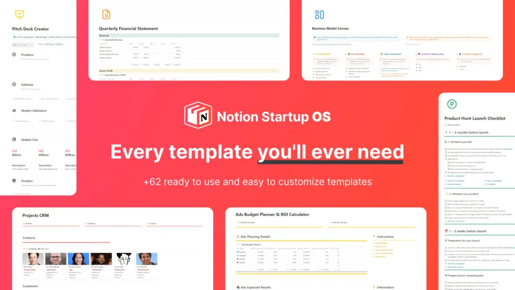 Notion Startup OS templates screenshot