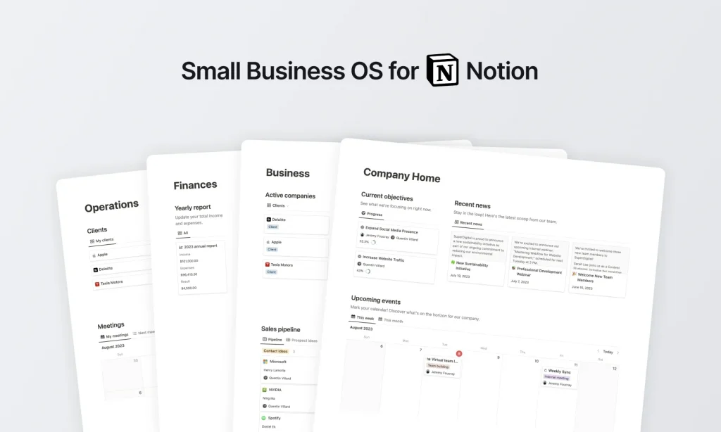 Small Business OS template screenshot