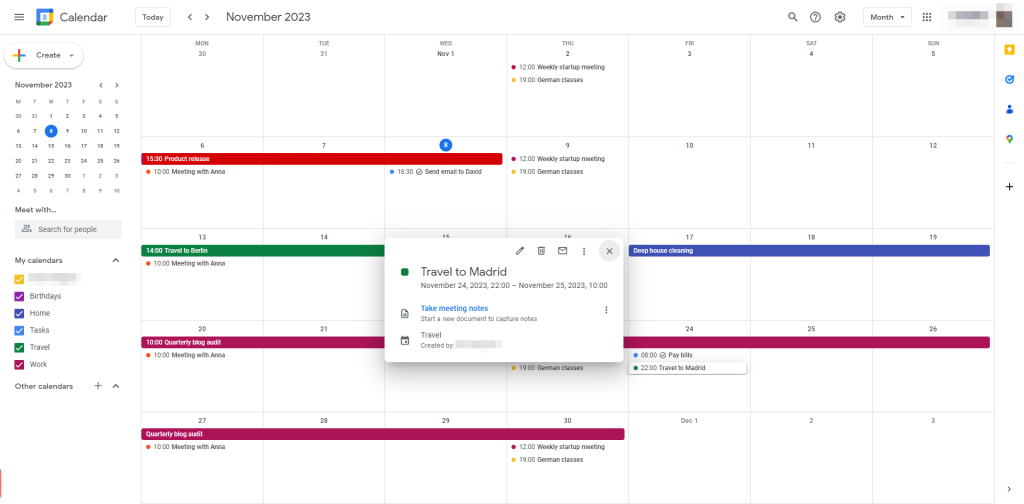 Google Calendar web screenshot