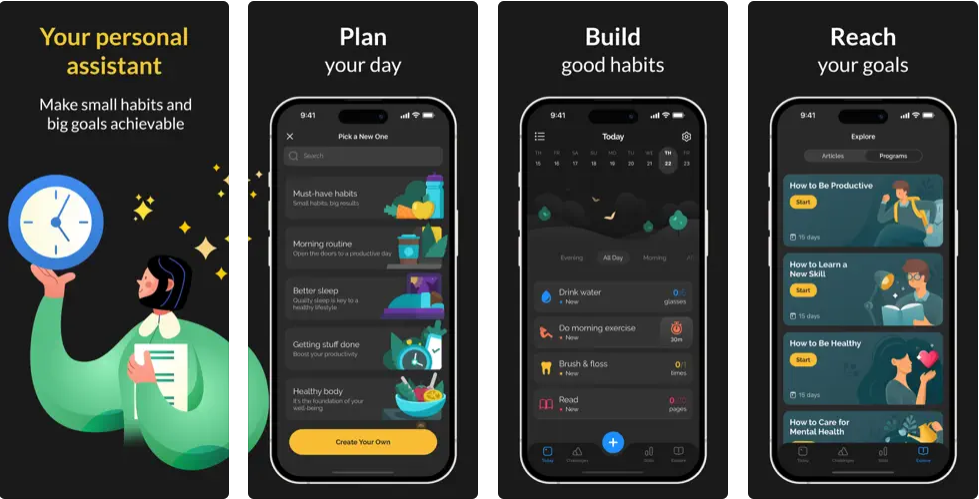 Screenshots of Productive app on iPhone