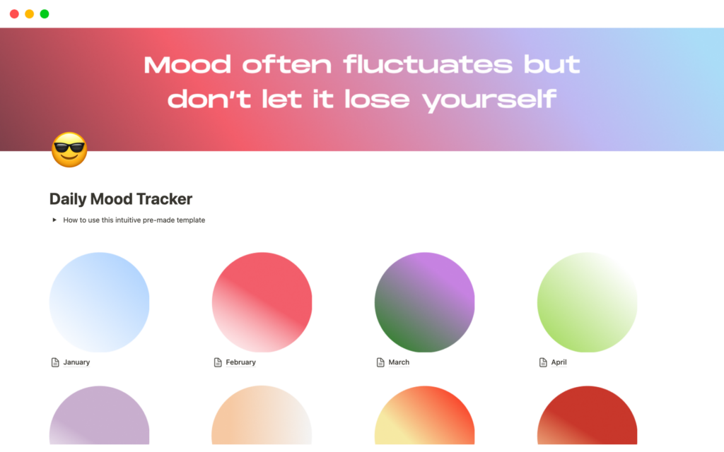 Captura de pantalla de la plantilla Daily Mood Tracker & Journal