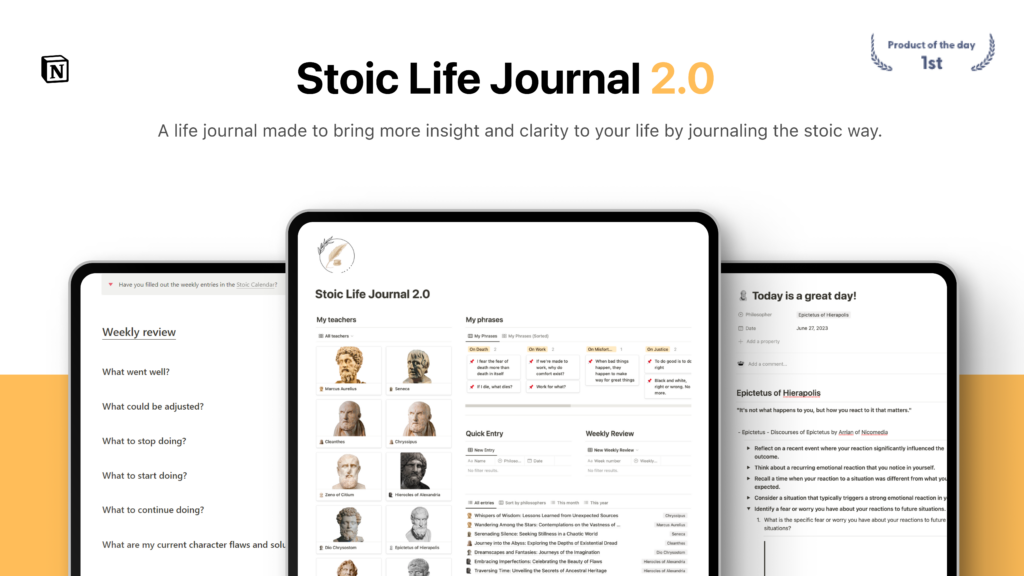 Captura de pantalla de la plantilla Stoic Life Journal