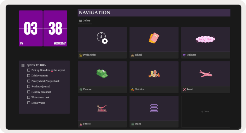 Captura de pantalla de la plantilla LifeSync OS